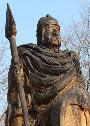 A figure of a Celt made of wood